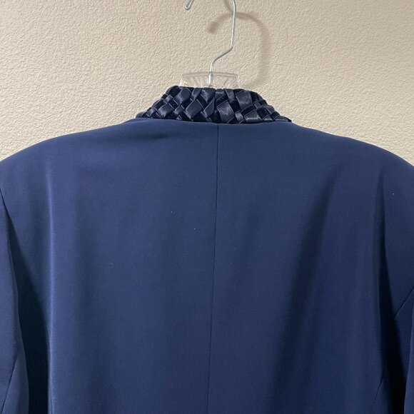 ELITE CHAMPAGNE Rare Find Vintage Blazer Embroider Cutouts Rhinestones, Navy -12 - Picture 9 of 11